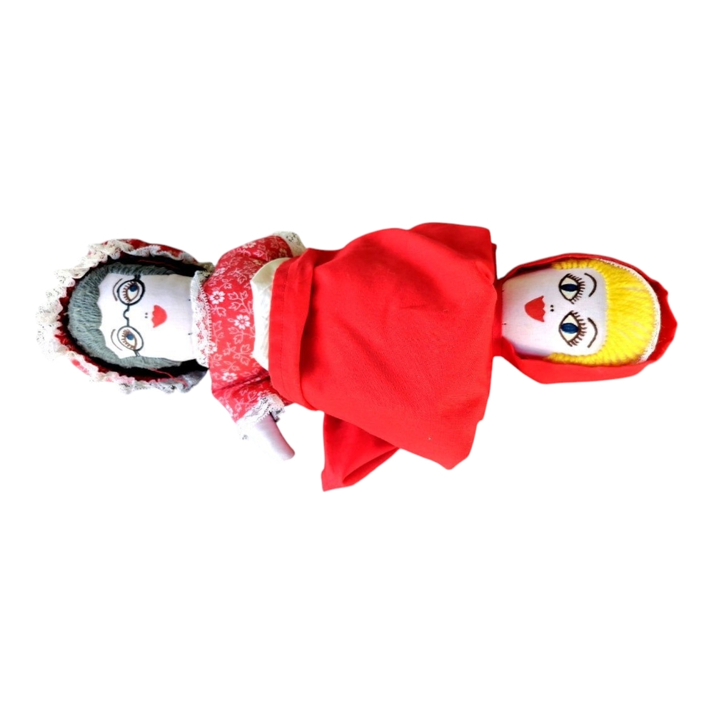 Vintage Handcrafted Little Red Riding Hood Flip Story Doll